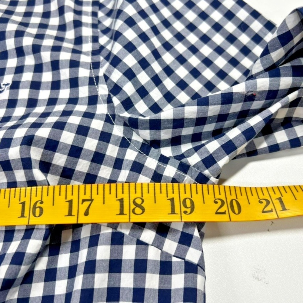 Vineyard Vines Button Down Women 12 Navy Gingham Whale Logo Classic Fit Preppy - Picture 8 of 10